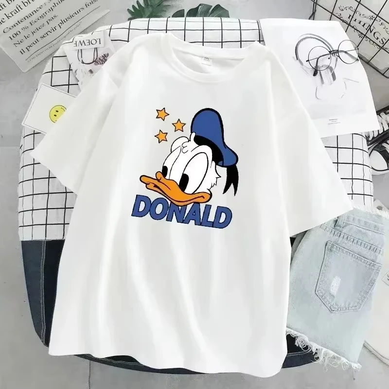 Cartoon Disney Donald Duck Daisy Gedruckt T Shirt Frauen Mode Casual Kurzarm T-shirt Harajuku Hip Hop Straße Kleidung Top