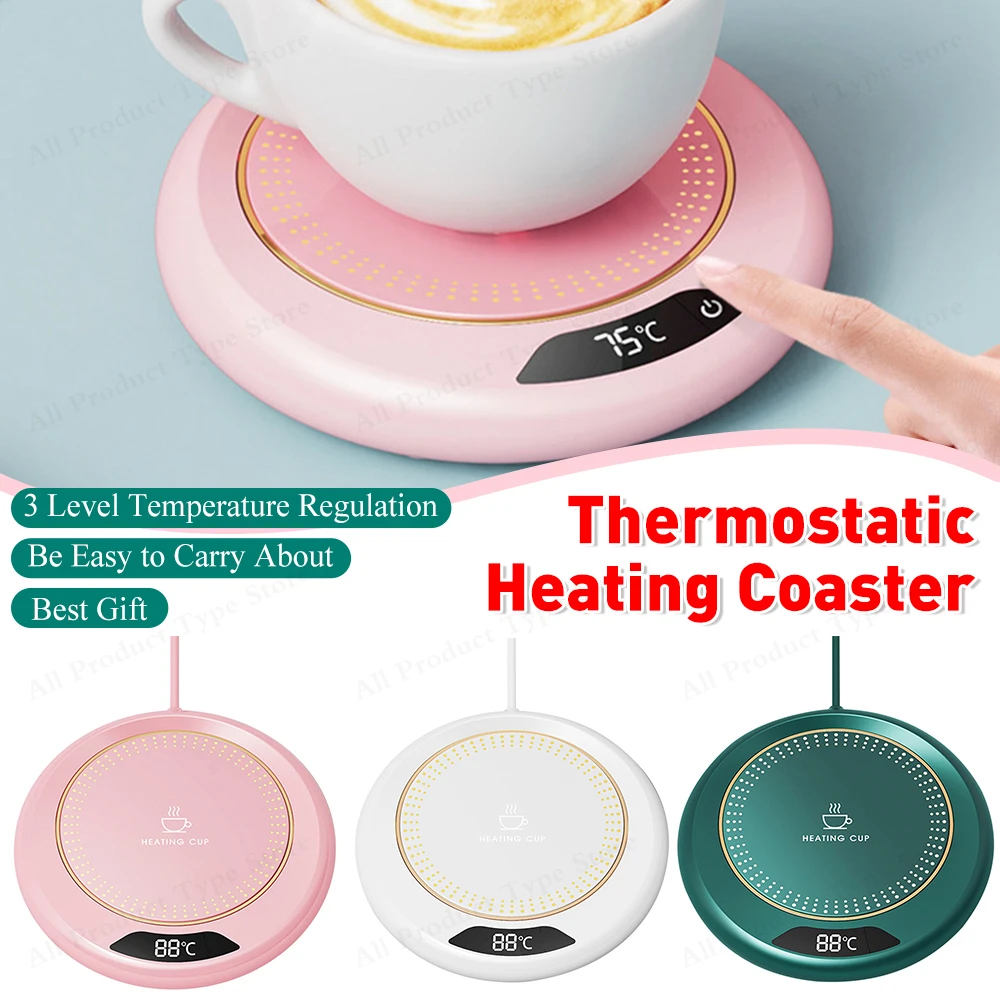 Thermostatischer Heizuntersetzer, USB-Heizuntersetzer für Zuhause, 3-Gang-Einstellung, Heizung, 55 Grad, konstante Temperatur, thermostatische Heizung Image