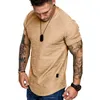Kurzarm-shirt Street Hip Hop Sommer T Shirt Männer Longline Abgerundetem Saum Fitness T-shirt Dünne Lustige T-Shirt Plus Größe M-3XL