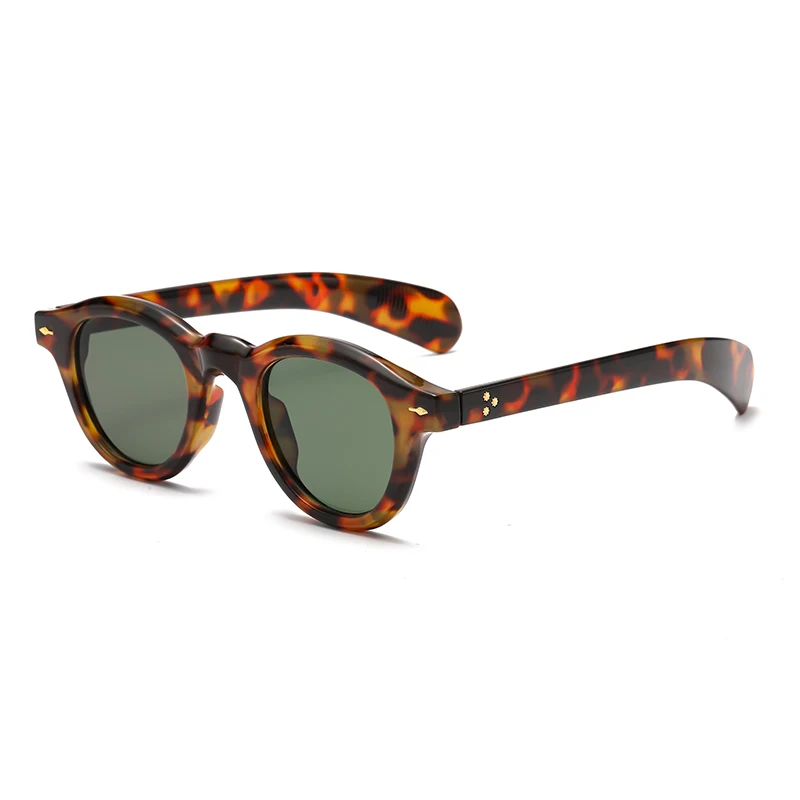 Mode Oval Leopard Print Sonnenbrille Retro Reis Nieten Gläser Ins Männer Frauen Vielseitige Sonnenbrille Europäischen und Amerikanischen Image