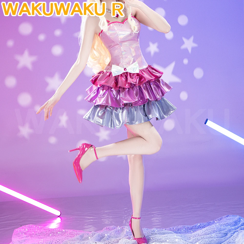 AUF LAGER Frauen Cosplay Kostüm Anime Cosplay【S-2XL】WakuWaku-R Frauen Süßes Rosa Kleid Prinzessin Schuhe Plus Größe