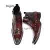 Herren Echtes Leder Westernstiefel Nieten Metallkappe Knöchel Chelsea Stiefel Herbst Winter Seitlicher Reißverschluss Mode Britische Business-Schuhe