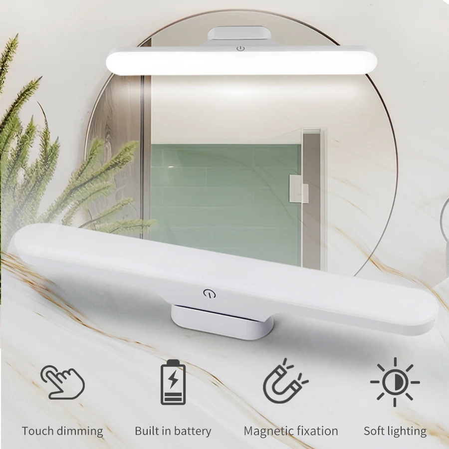 LED-Make-up-Spiegel-Lichter, magnetisch, zum Aufhängen, USB wiederaufladbar, Schreibtischlampe, Leselicht, dimmbar, für Schrank, Schrank, Schlafsaal, Nachtlicht