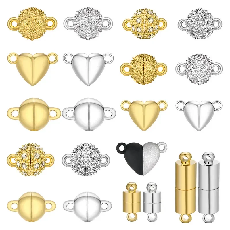 5 Sätze/los Kupfer Magnetische Verschlüsse Gold Silber Überzogene Perlen Charms End Anschlüsse für Halskette Armband DIY Schmuck Zubehör Image