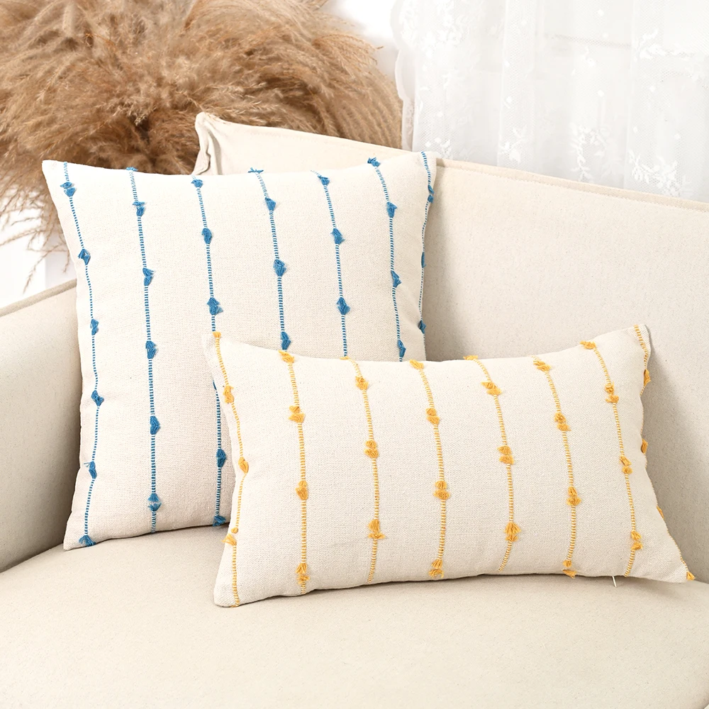 BUYNOW 1PC Böhmischen Gestreiften Kissenbezug Vintage SimpleClassic Wohnzimmer Sofa Kissen Abdeckung Hause Schlafzimmer Dekor cojines para sala Image