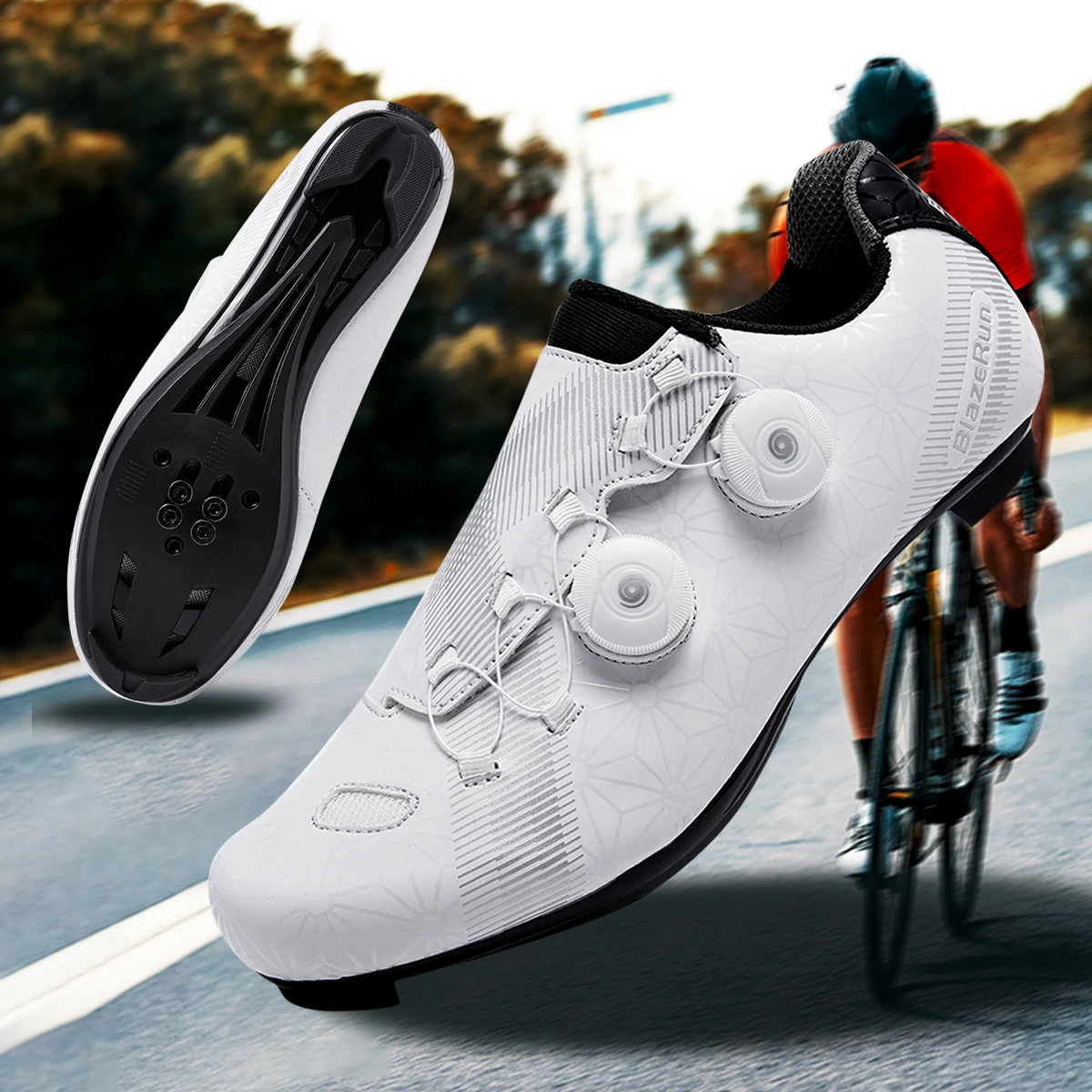 Herren Rennradschuhe Cleat Schuhe SPD Schuhe Radfahren Flache Pedalschuhe Herren Fahrrad Outdoor Schuhe Weiß