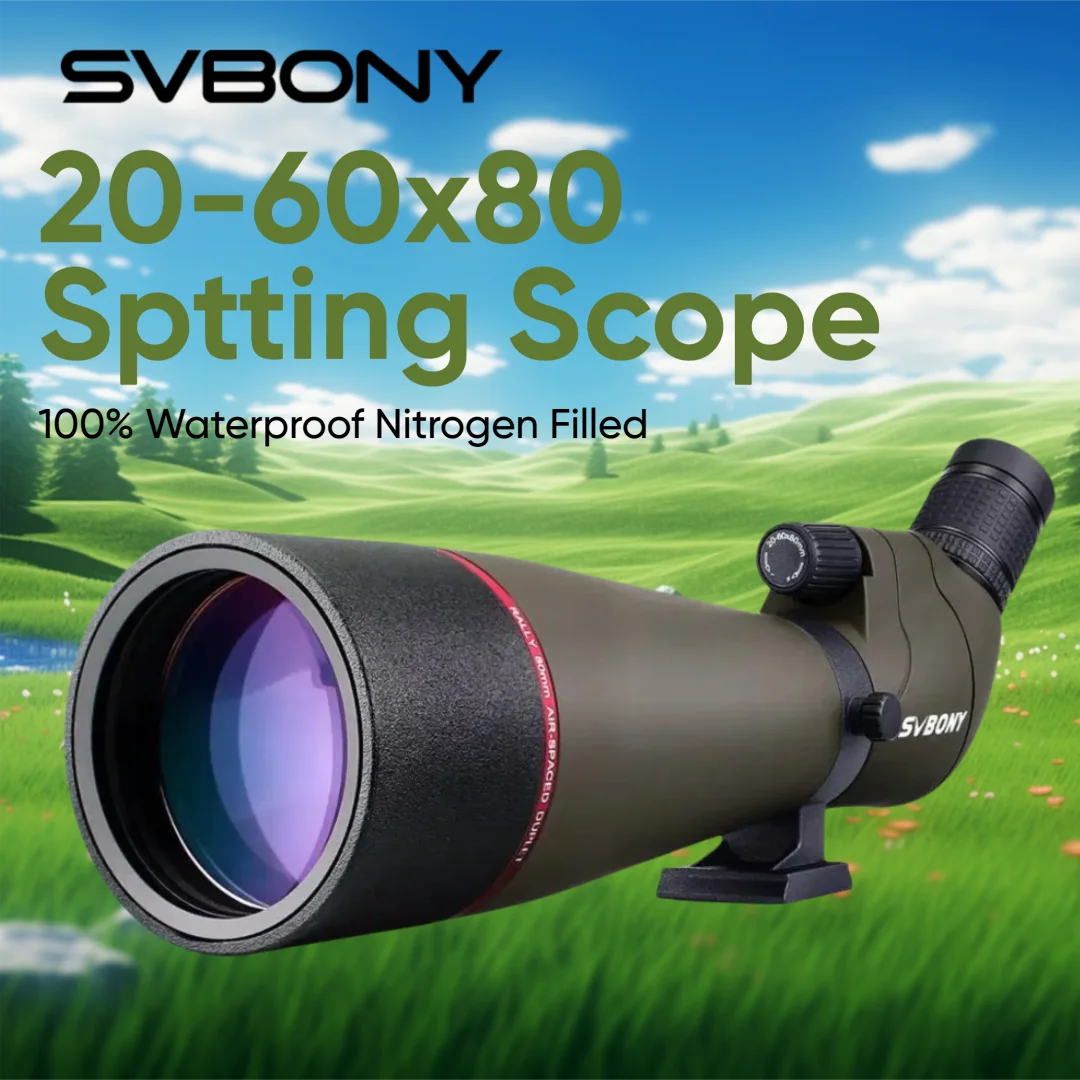 Svbony SV13 20-60x80 Zoom Spotting Scope 45-Grad-Großfeldfotografie-Kit für die tägliche Beobachtung oder Planetenfotografie Image