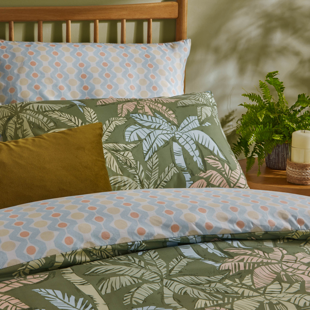 Duvet Day Kentia Printed Soft Touch Cover Set, King, Palm Green - Size Double | Duvet Day Sale | Discount Designer Brands
