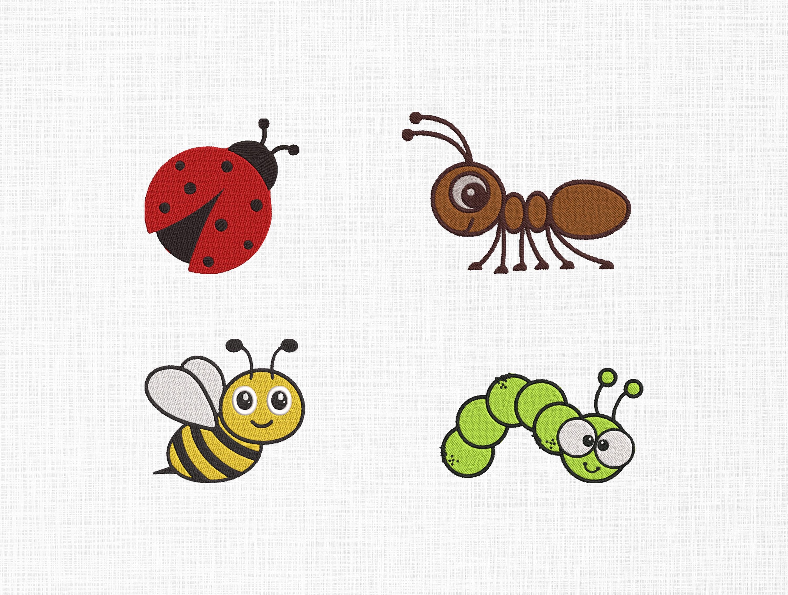 Disegno per ricamo a forma di insetti, disegno per ricamo a forma di ape, disegno per ricamo a forma di formica, disegno per ricamo a macchina in 5 di