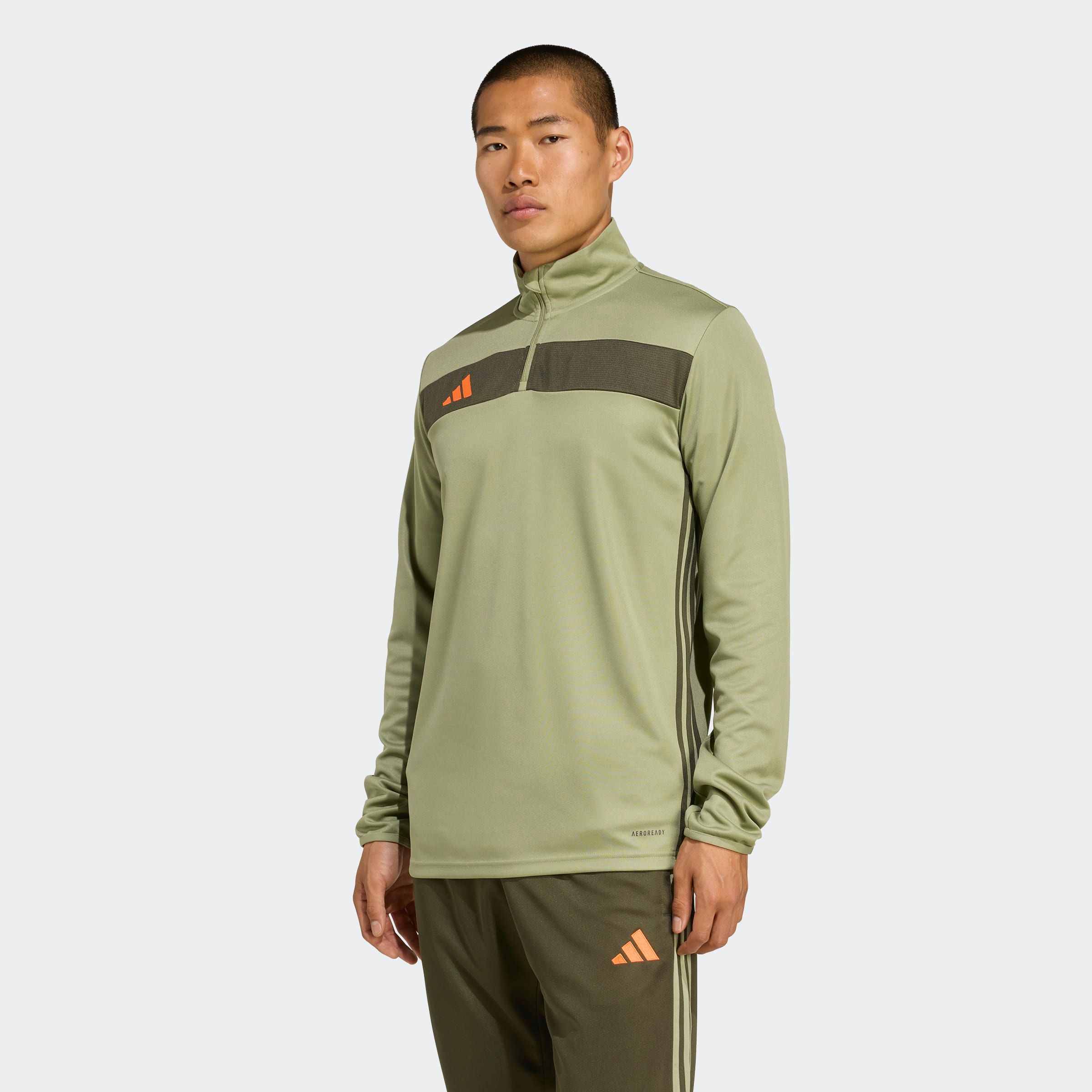 Trainingsjacke ADIDAS PERFORMANCE "TIRO ES TOP", Herren, Gr. M, tent grün, night cargo, impact orange, Obermaterial: 100% Polyester, Jacken Trainingsjacke