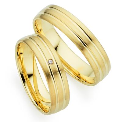 Trauring PHÖNIX "Schmuck, Partnerring, Ehering, Verlobungsring, Freundschaftsring" Gr. 64, gold (gelbgoldfarben), Fingerringe, 64, ohne Brillant, Silber 925 (Sterlingsilber), 5mm, Made in Germany - wahlweise mit oder ohne Brillant Image