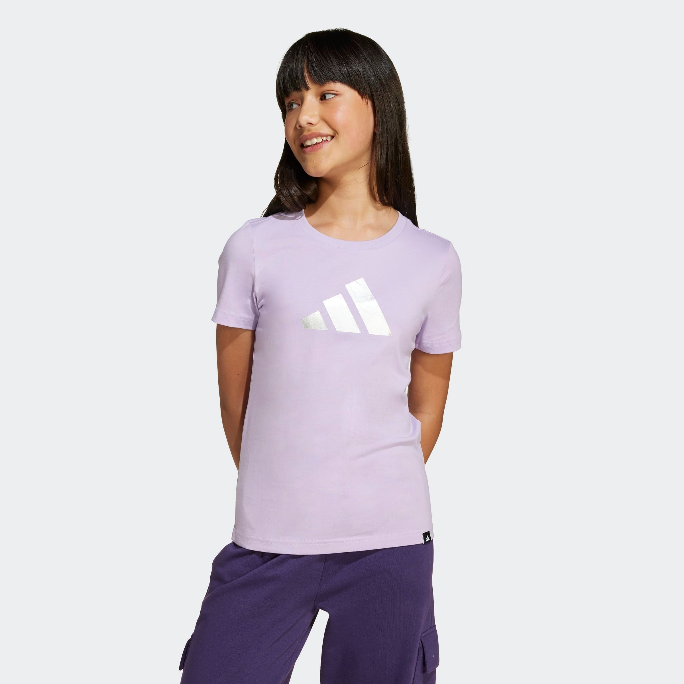 T-Shirt ADIDAS SPORTSWEAR "JG GLAM T", Kinder, Gr. 134, powder plum, Obermaterial: 100% Baumwolle, Sportlich, Shirts Image