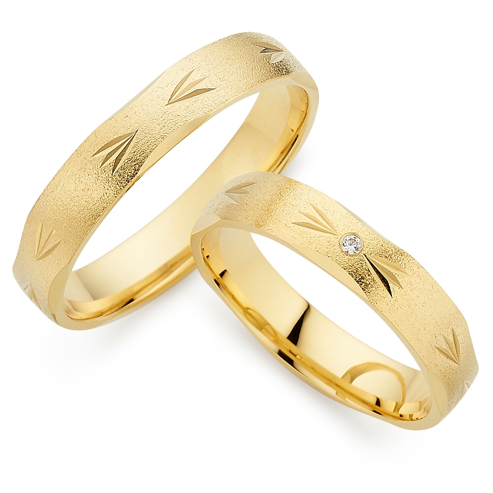 Trauring PHÖNIX "Schmuck, Partnerring, Ehering, Verlobungsring, Freundschaftsring" Gr. 66, gelbgoldfarben, Fingerringe, 66, 0,01 SI = kleine Einschlüsse mit Brillant, Silber 925 (Sterlingsilber), 4mm, Made in Germany - wahlweise mit oder ohne Brillant Image