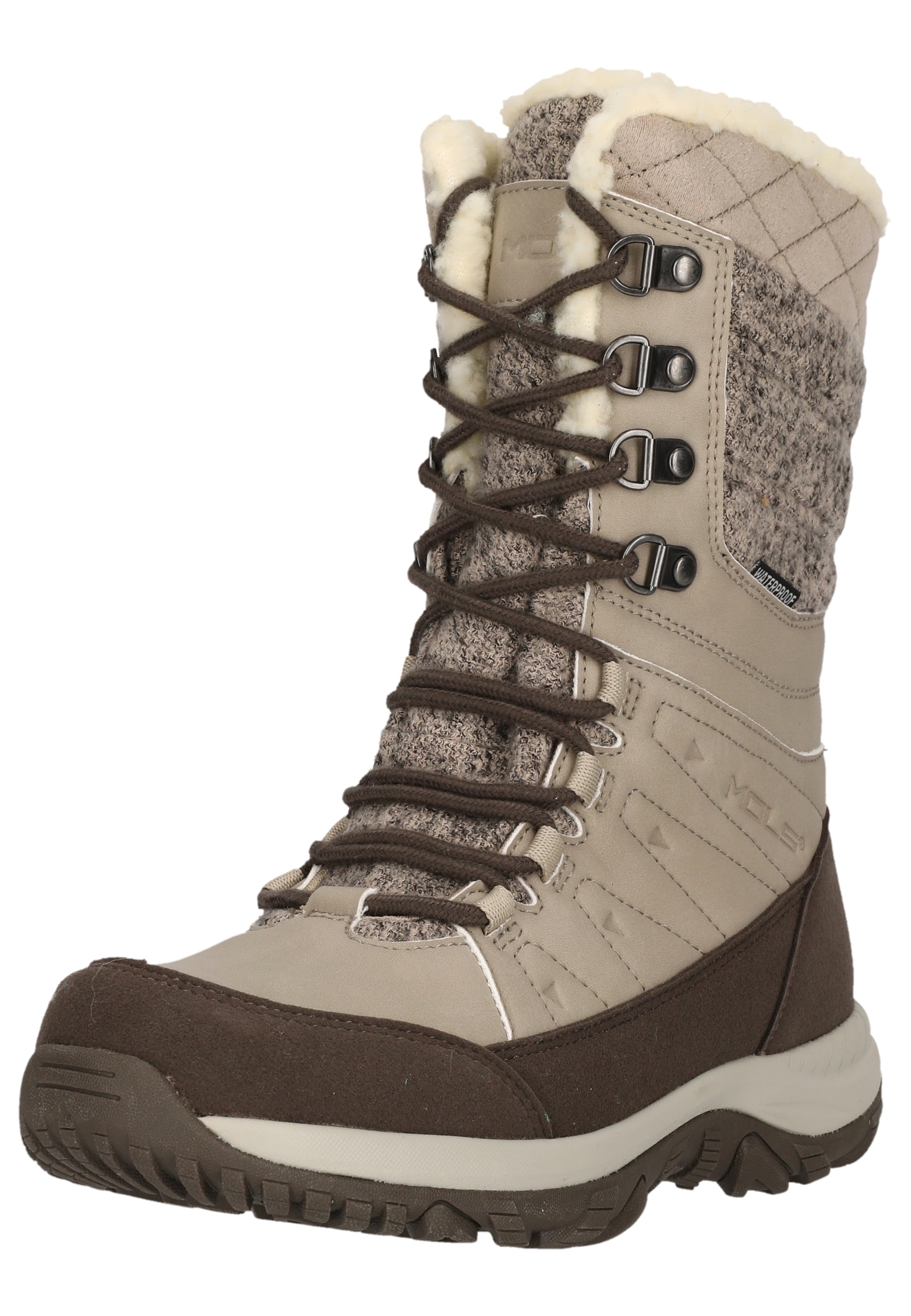 Stiefel MOLS "Bakan", Damen, Gr. 36, grau, beige, Kunstfaser, Polyurethane, Schuhe Stiefel, mit wasserdichtem Materisl