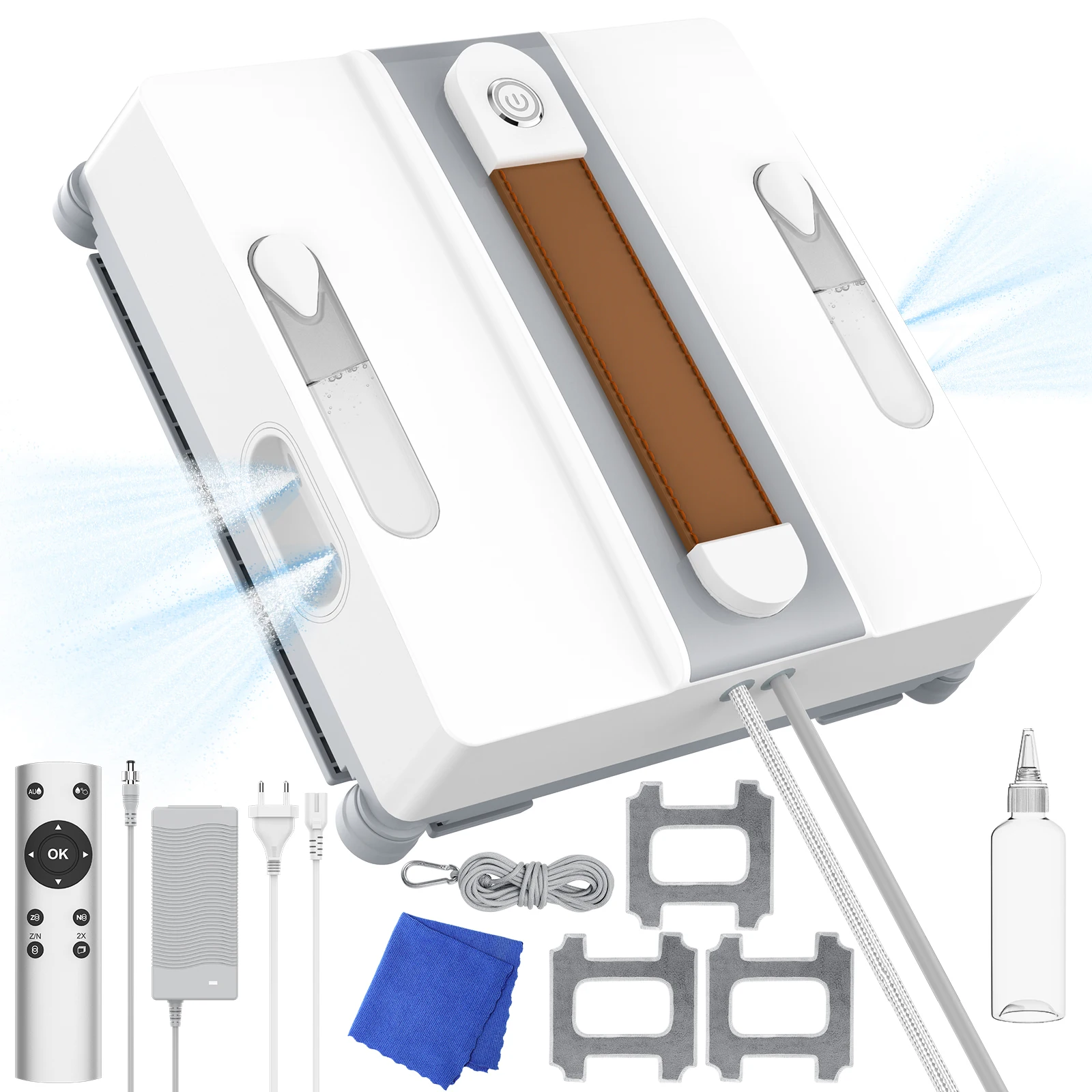 Robot nettoyeur de vitres avec pulvérisateur, appareil ménager, télécommandes intelligentes, carré, haute aspiration, pour lavage des murs et des fenêtres, pulvérisation d