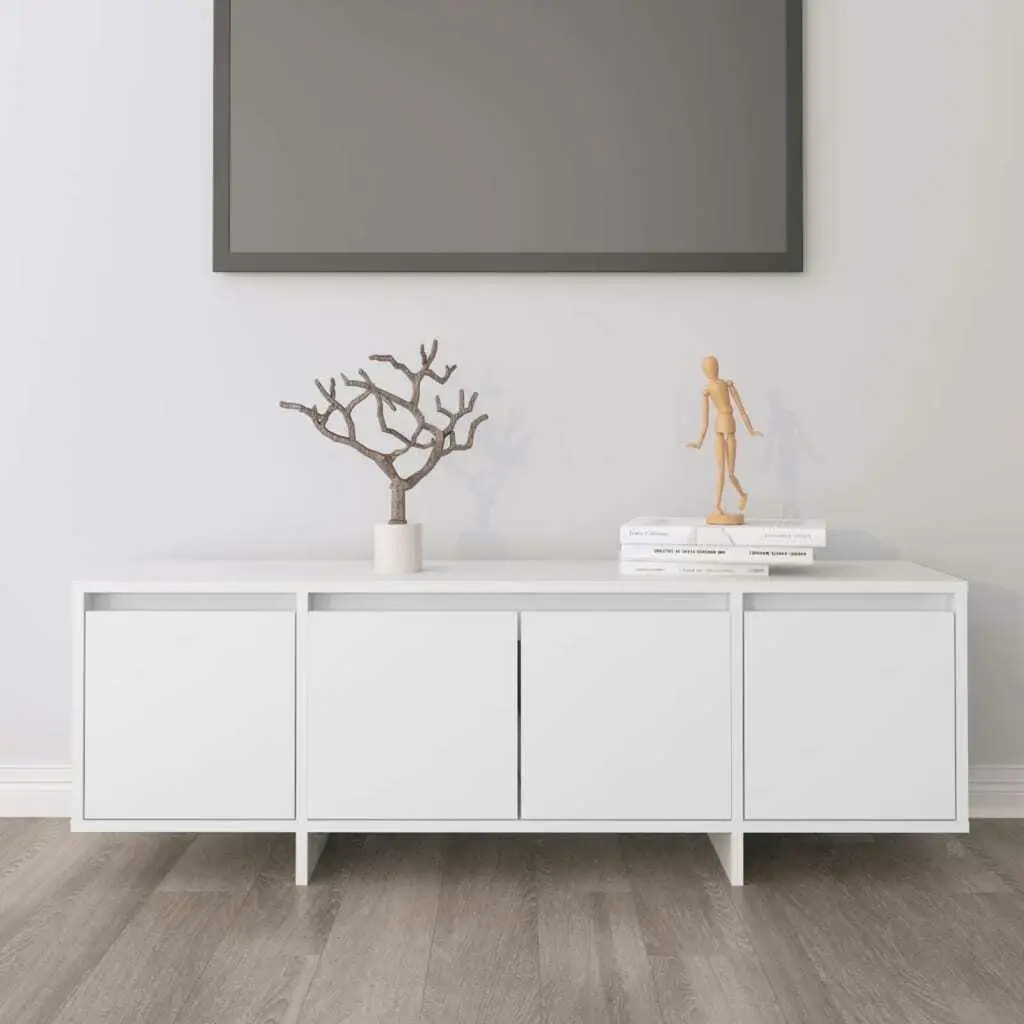 Meuble TV contemporain en bois blanc 120x30x40cm, meubles de salon modernes