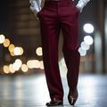 Per uomo Pantaloni Pantaloni Eleganti Come la seta Pantaloni in raso Pantaloni Larghi Tasca Gamba Dritta Semplice Traspirante Lunghezza intera Matrimonio Feste Affari Moda Streetwear Bianco Vino