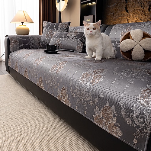 Fodera per cuscino del divano in jacquard nordico, fodera per divano antiscivolo di lusso per tutte le stagioni, elegante protezione per divano con fodera per schienale