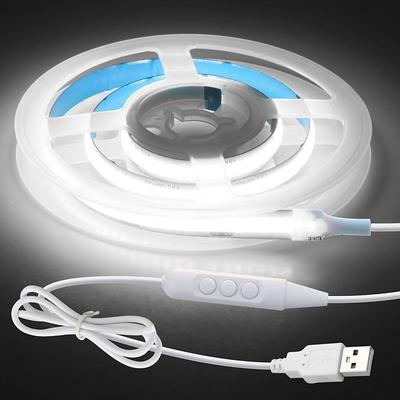 5V USB COB LED Light 1Meter 320led 60-second Timed Turn-off 6-level Dimming with 1.5-meter USB Cable Suitable for Kitchen Bedroom Display Party Home DIY Lighting