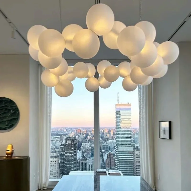 Runder weißer Blasen leuchter für Wohnzimmer Esszimmer Hotelhalle Designer Bubble Ball Ring Decken leuchter Image