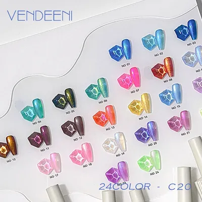 Vendeeni Korea TPO HEMA FREE 24Colors Summer Ice Through Style UV Gel Polish Nail Set Nail Art Icy Nude Jelly Gel Polishes Kit
