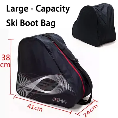 Skate Shoes Ski Snow Boots Shoulder Bag Big Capacity Waterproof Portable Oxford Ski Helmet Bag for Ski Accessories Black 1/2pcs
