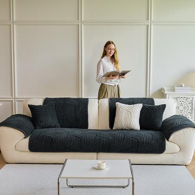 Cotton Velvet Couch Cover for Pets, Pet-Friendly Ultra Soft Thick Sofa Cushion Slipcover, Non-Slip Elegant Sofa Protector for 1-4 Seat and L-Shaped Sofas