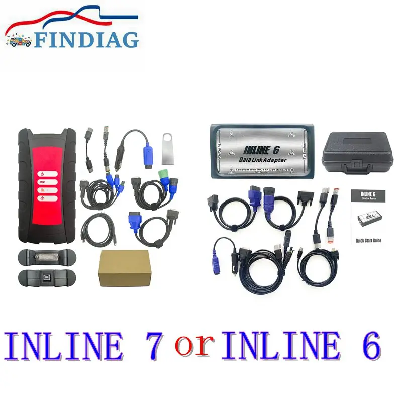 INLINE 6/7 V8.7 For Heavy Duty Data Link Adapter Top Quality RP1210 Standard OBD2 Scanner Inline6 Truck Diagnostic Tool