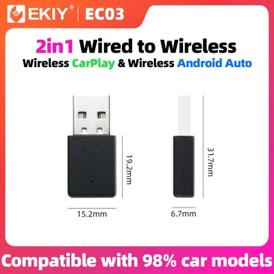 EKIY 2in1 Wireless CarPlay Adapter Drahtlose Android Auto Dongle AI Smart Box Auto Intelligente Systeme Für Auto Mit Wired CarPlay