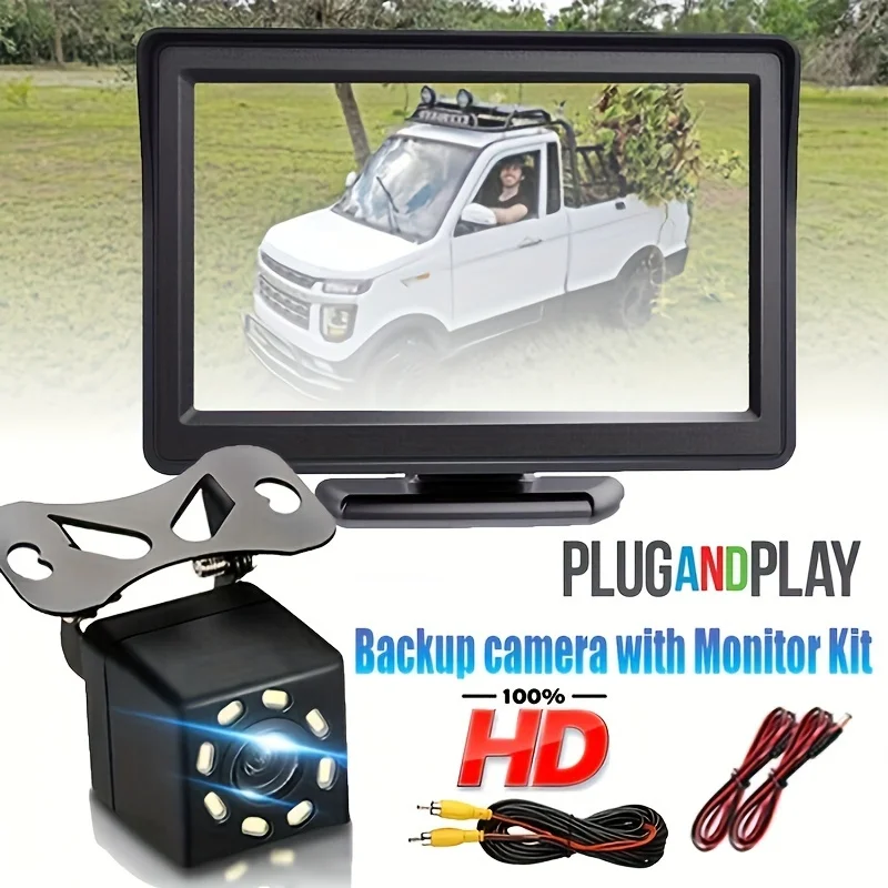 10.92cm HD Monitor 8LEDs Rear View Camera Kit - Monitor Car Backup Reverse Camera Rear View Parking System