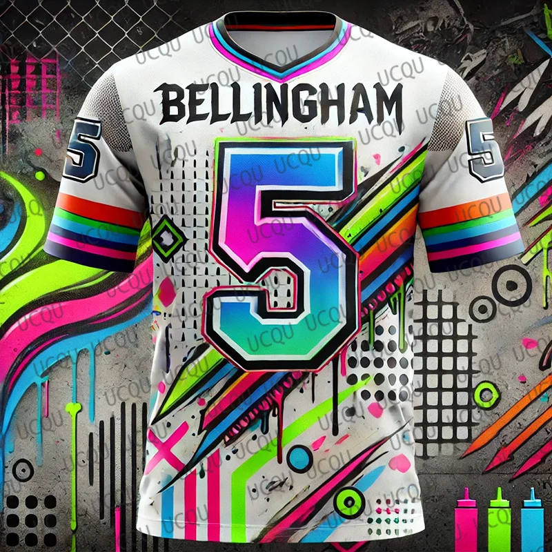 2025 Summer Graffiti Style Bellingham No.5 Jersey CHATGPT Design Football Jersey Training Breathable Oversize Street Soccer Tees