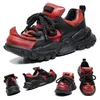 Mode Echtes Leder Plattform Knöchel Motorrad Stiefel Casual Chunky Sneakers Keil Low Cut Derby Schuhe Herren Loafer Rot