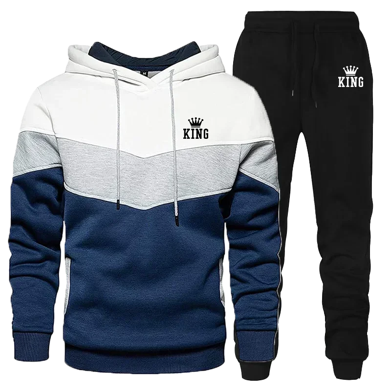 2025 Abbigliamento sportivo casual da uomo + pantaloni da jogging, set da due pezzi, abbigliamento sportivo invernale, set di abbigliamento sportivo da esterno, moda uomo