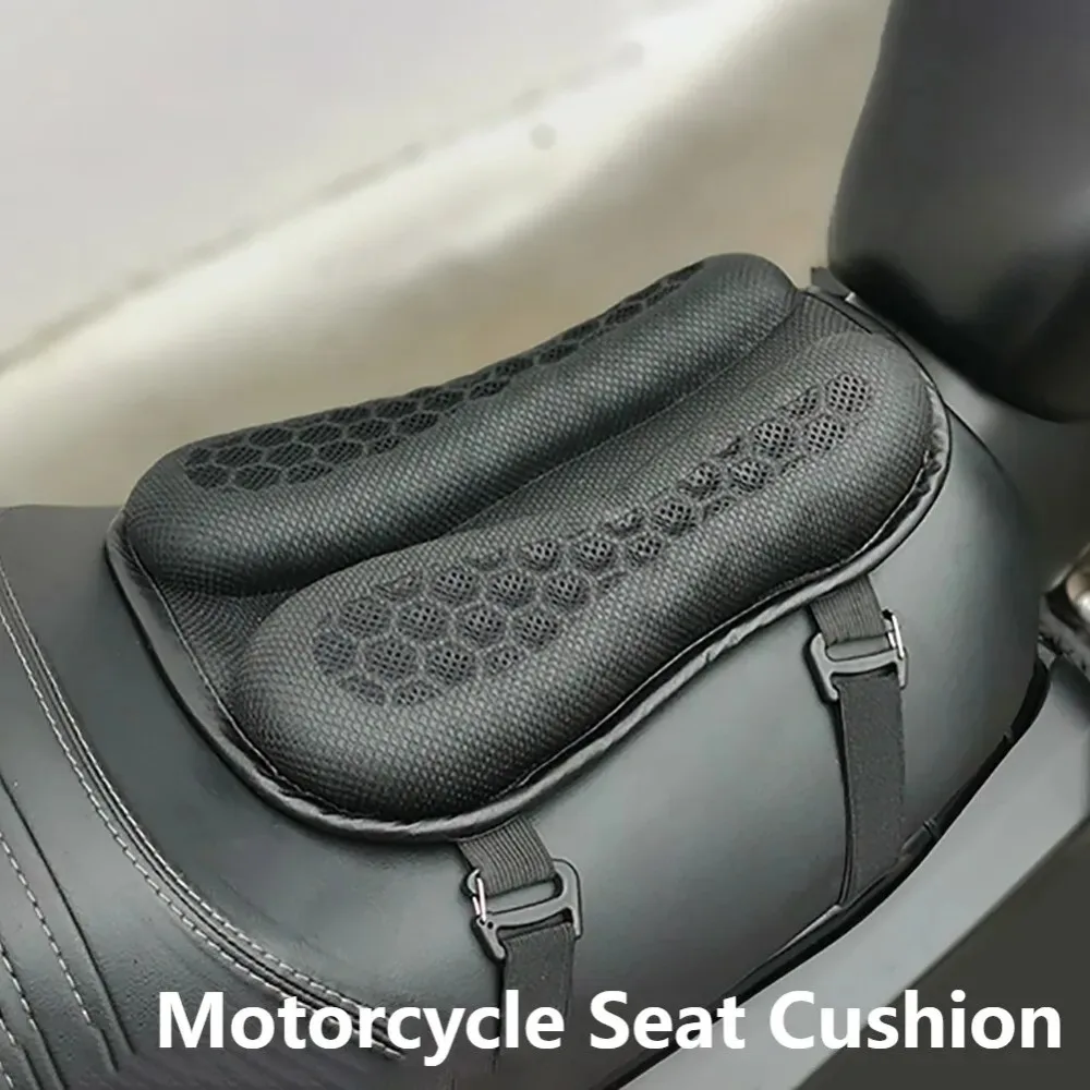 Motorrad Sitzkissen Hinten Sitz Pads 3D Schlag Luft Kissen Stoßfest Atmungsaktiv Moto Sattel Kissen Langsam Rebound Memory Gel Pad