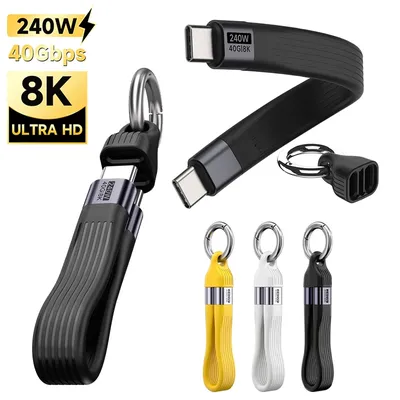 USB 4-Datenkabel 8K@60Hz Tragbares Schlüsselanhänger-Kit 40 Gbit/s USB-C-auf-Typ-C-Kabel PD 240 W für iPhone Thunderbolt 3/4 Videoanzeige SSD