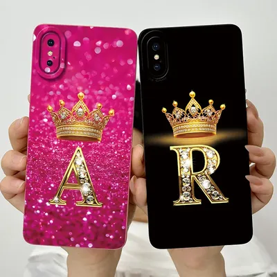 For Apple iPhone X XR XS Max Case Crown Letters Cover Liquid Silicone Soft Phone Case For Apple iPhone XS Max iPhoneX XR Fundas