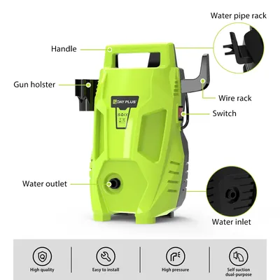 120Bar 380L/H Jet Washer with 0-180° Adjustable Gun Electric Pressure Washer 1600W Portable Power Washer for Patio, Car, Walls