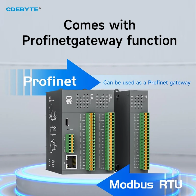 Profinet Distributed Remote I/O-Modul mit Unterstützung für Botu/STEP 7 AO/DO/AI/AO, Profinet zu Modbus RTU, Industriequalität CDEBYTE M31-U-PN Image