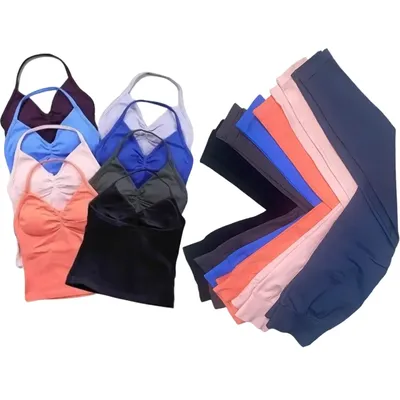 Hochwertiger Schnür-Sport-BH, nahtlos, für Damen, mit Schlinge gepolstert, Yoga-BH, Neckholder, Gymnastik-Top, BH, Fitness, Kratz-Workout, Yoga-Weste