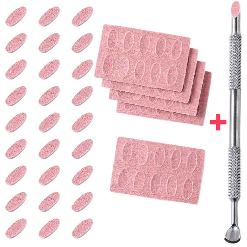 50Pcs 180Grit Schleif Scheibe + 1Pc Nagel Häutchen Pusher Set Selbst-Kleber Vor Polieren Schleifpapier Nägel Dateien maniküre Pediküre Werkzeug Image