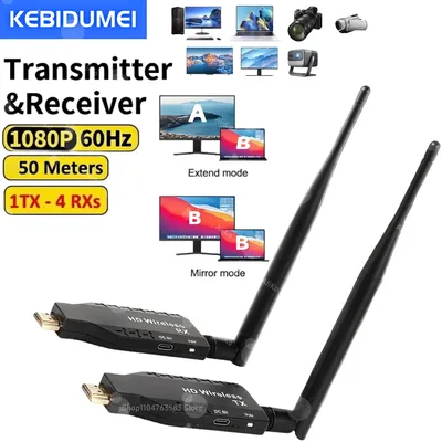 50 m Wireless HDMI Audio Video Sender Empfänger Extender 4 zu 1 Display Adapter Schalter DVD Laptop PC zu TV Monitor Projektor
