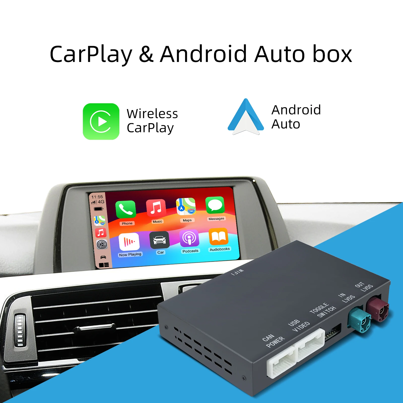 Ezonetronics Wireless CarPlay Android Auto Nachrüstsatz Decoderbox für BMW CIC 1 3 5 6 7 Serie X1 X3 X5 X6 Z4 Spiegellink Image