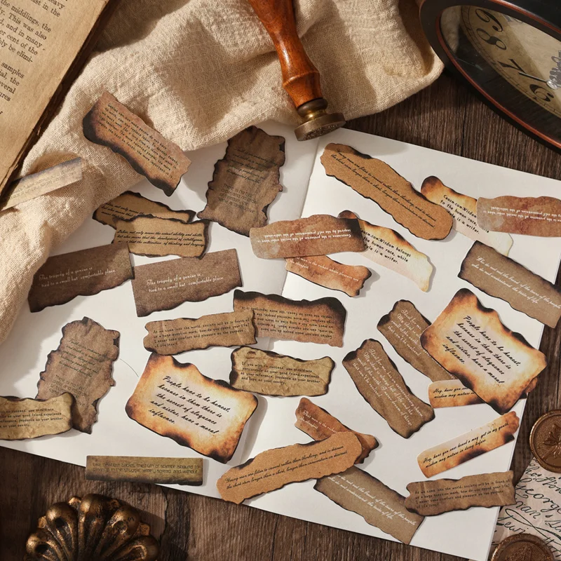 10 Blatt Vintage Burned Border Sticker Pack, Retro Edge Decor für Handkonto, Scrapbook & Album Image