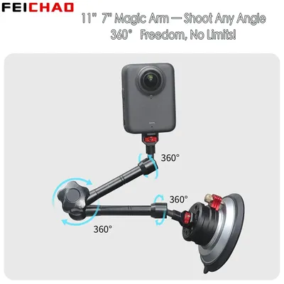 11" verstellbarer Saugnapf 1/4 Schraube Magic Arm Magnethalter Halterung Aluminium für DJI Osmo 360 Pocket3 GoPro 13 Insta360 Kamera