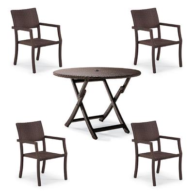 Cafe 5-pc. Square Back Chairs and Table Set in Wicker - White Wicker - Frontgate