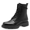 Schnürstiefelette TAMARIS, Damen, Gr. 38, schwarz, Leder, Lederimitat, unifarben, casual, Schuhe, Blockabsatz, Schnürboots mit schaftumwickelnenden Schnürsenkeln