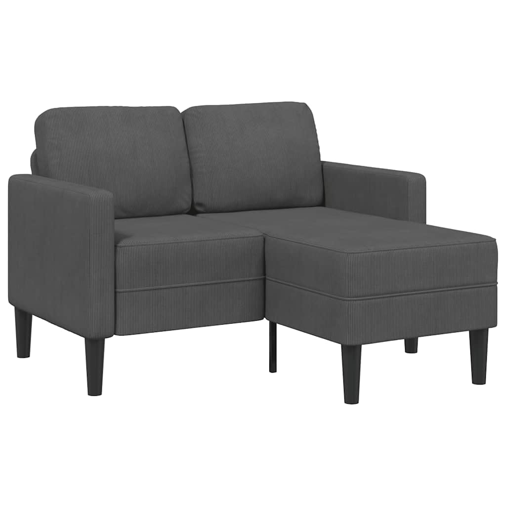 vidaXL 2-Sitzer-Sofa mit Chaiselongue L-Form Dunkelgrau 125 cm Leinen Image