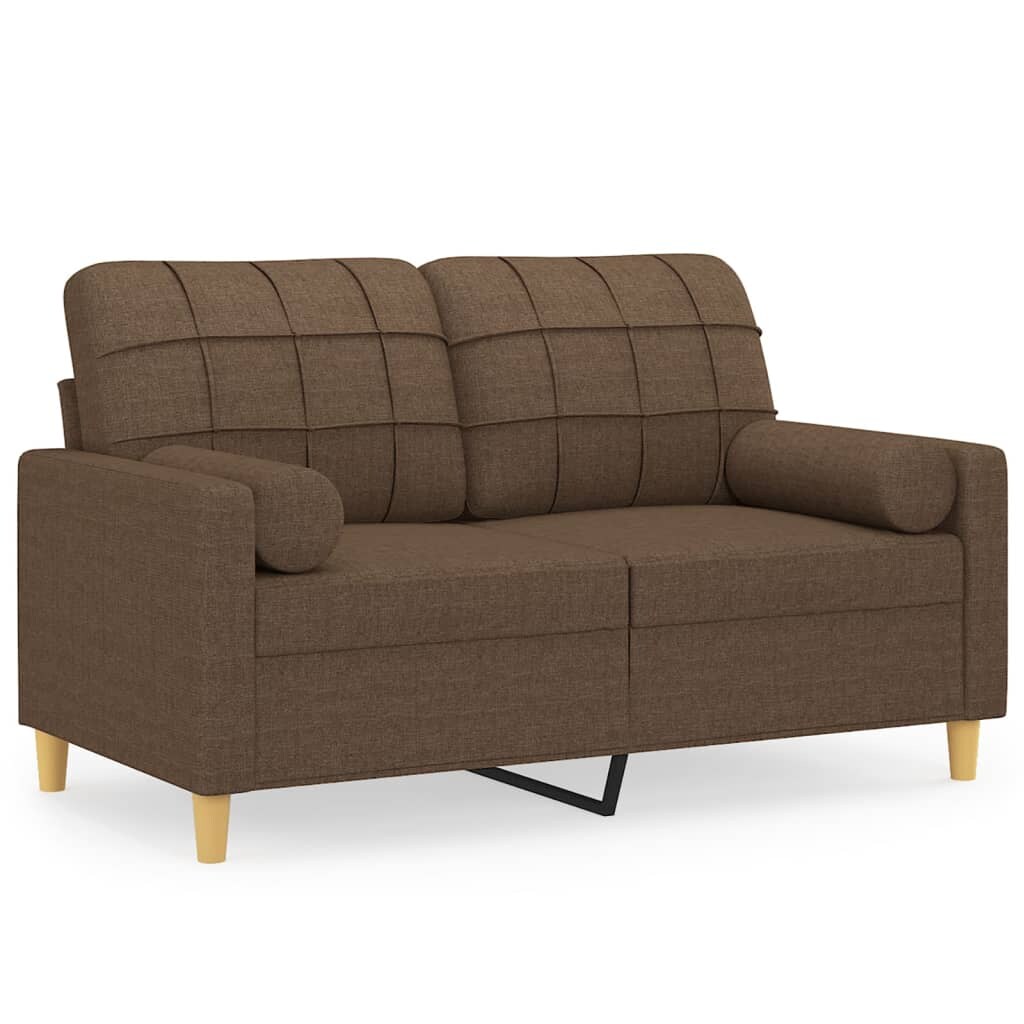 vidaXL 2-Sitzer-Sofa mit Zierkissen Braun 120 cm Stoff Image