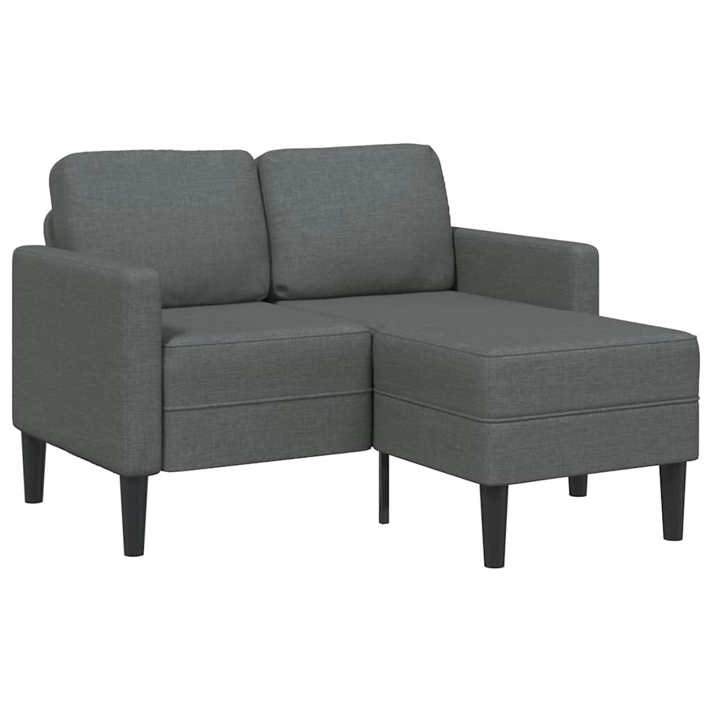 vidaXL 2-Sitzer-Sofa mit Chaiselongue L-Form Dunkelgrau 125 cm Stoff Image