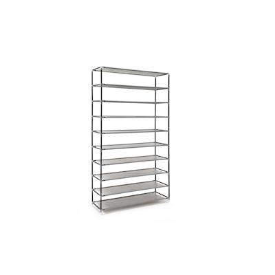 Relaxdays Schuhschrank VALENTIN, HxBxT:161x88x30cm, Stoffbezug, 10 Ablagen, Reißverschluss, für 45 Paar, anthrazit Image